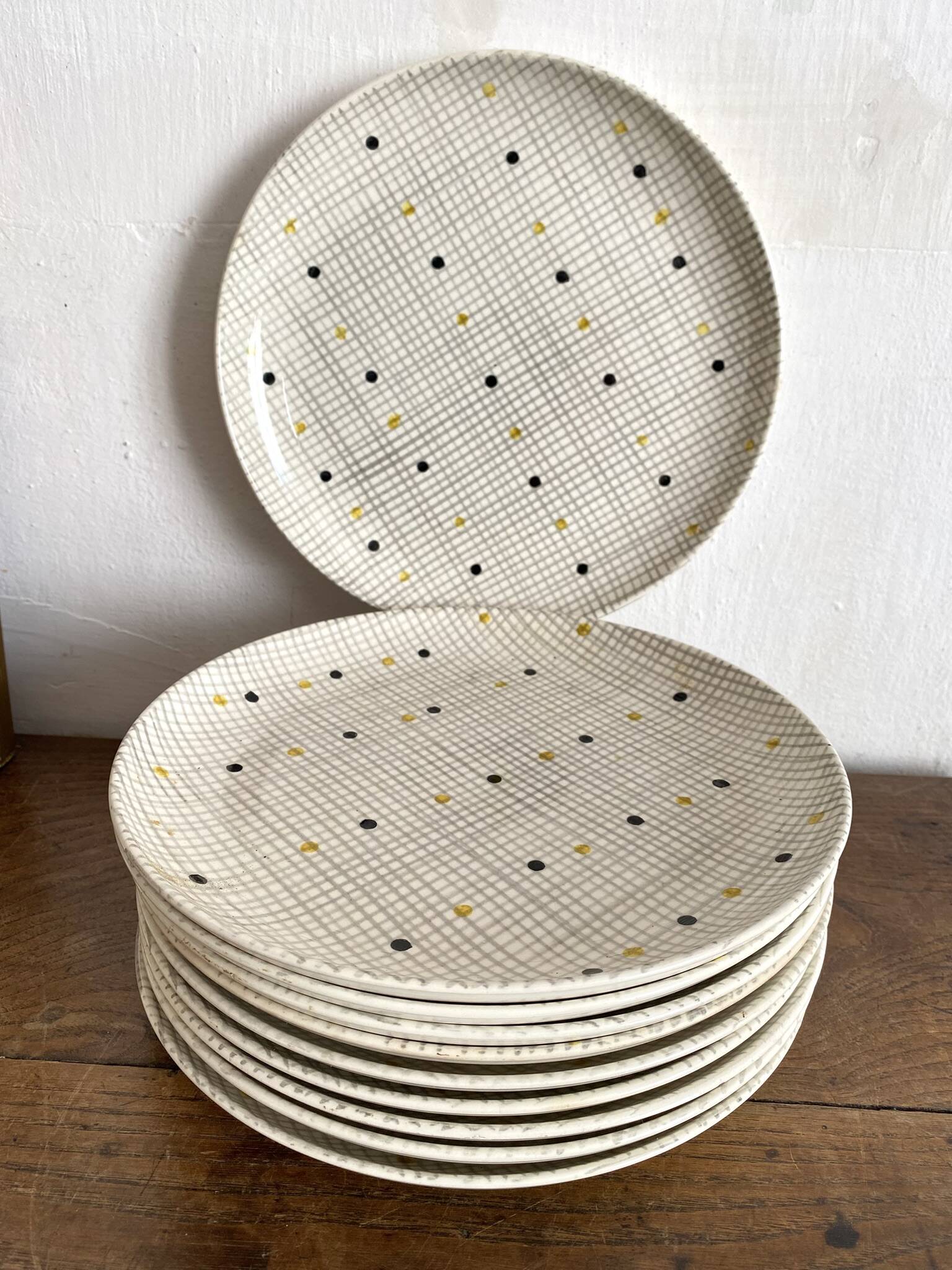 Villeroy & Boch Susanne flat plates, hand-painted decoration, 1960s.