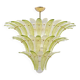 Mid-Century Murano Glass Palmette Chandelier in Green and Clear Glass, Ital