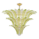Mid-Century Murano Glass Palmette Chandelier in Green and Clear Glass, Ital
