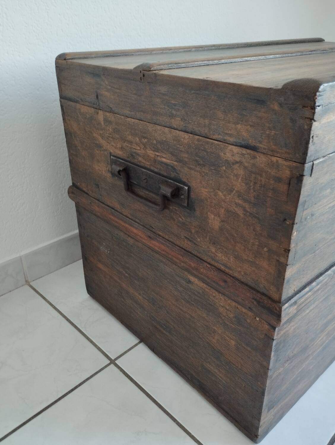 Old waxed wooden trunk 19th century