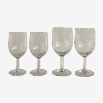 Duo de verres à vin et à eau gravés en spirale