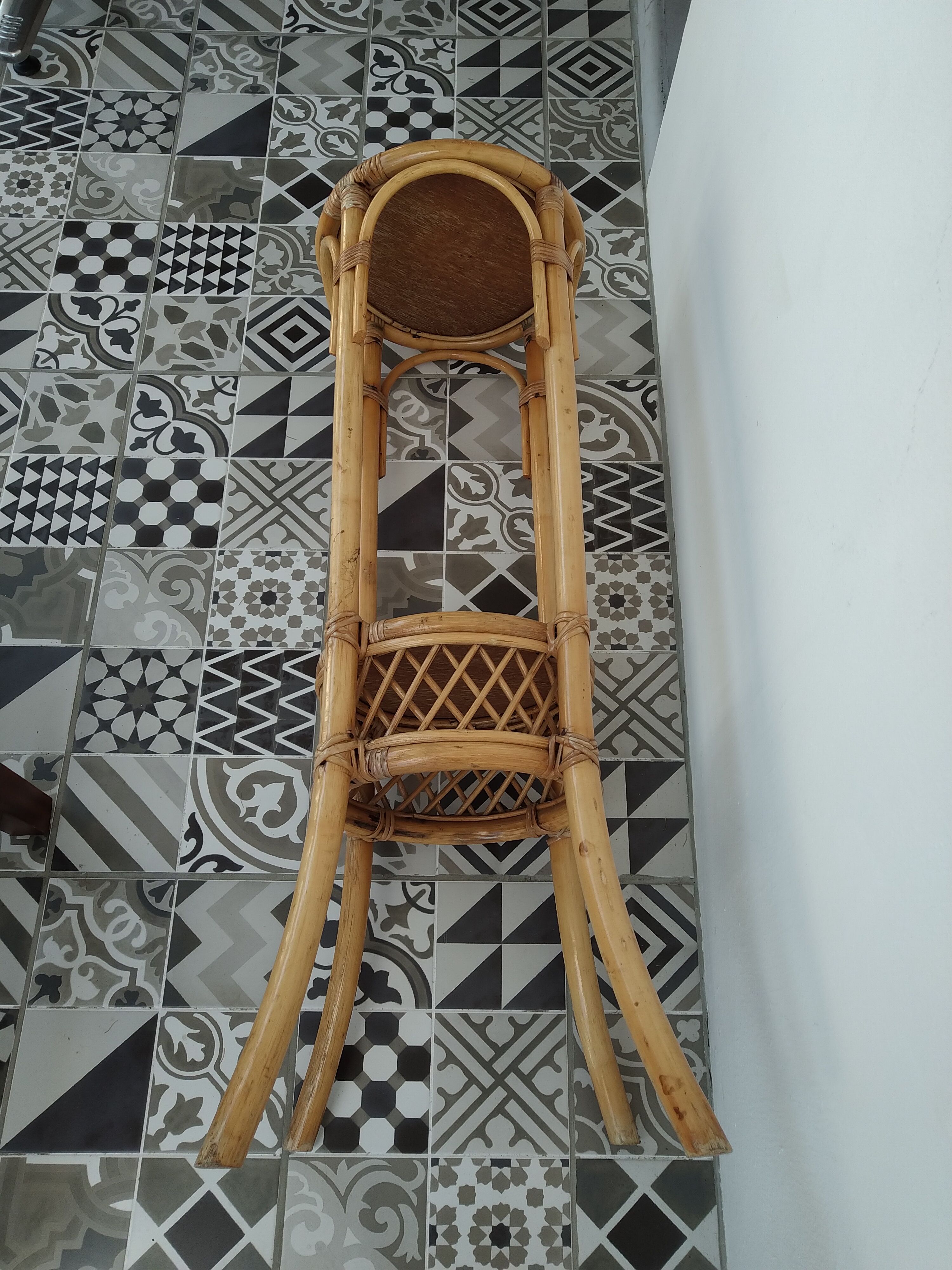 Sellette porte plante rotin vintage