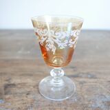 6 Orange-tinted engraved glass wine glasses