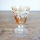 6 Orange-tinted engraved glass wine glasses