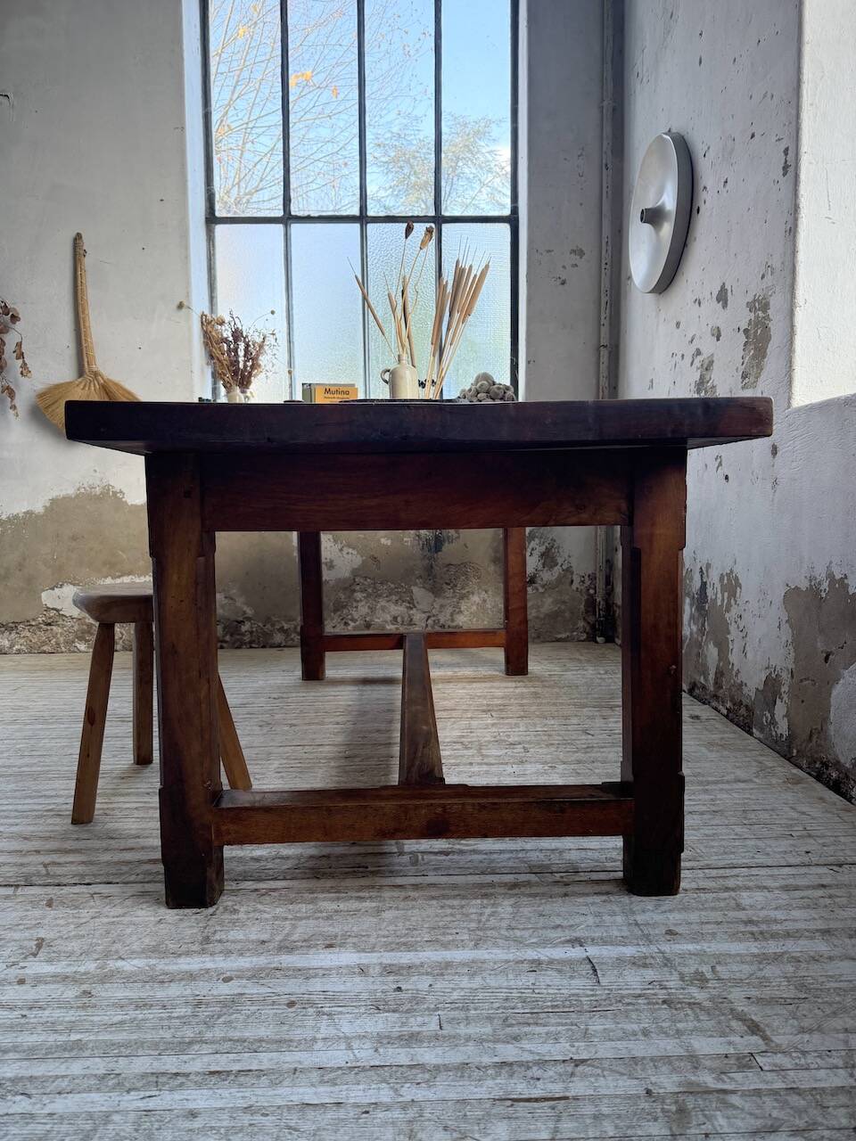 Rustic farmhouse table, solid oak, 2m
