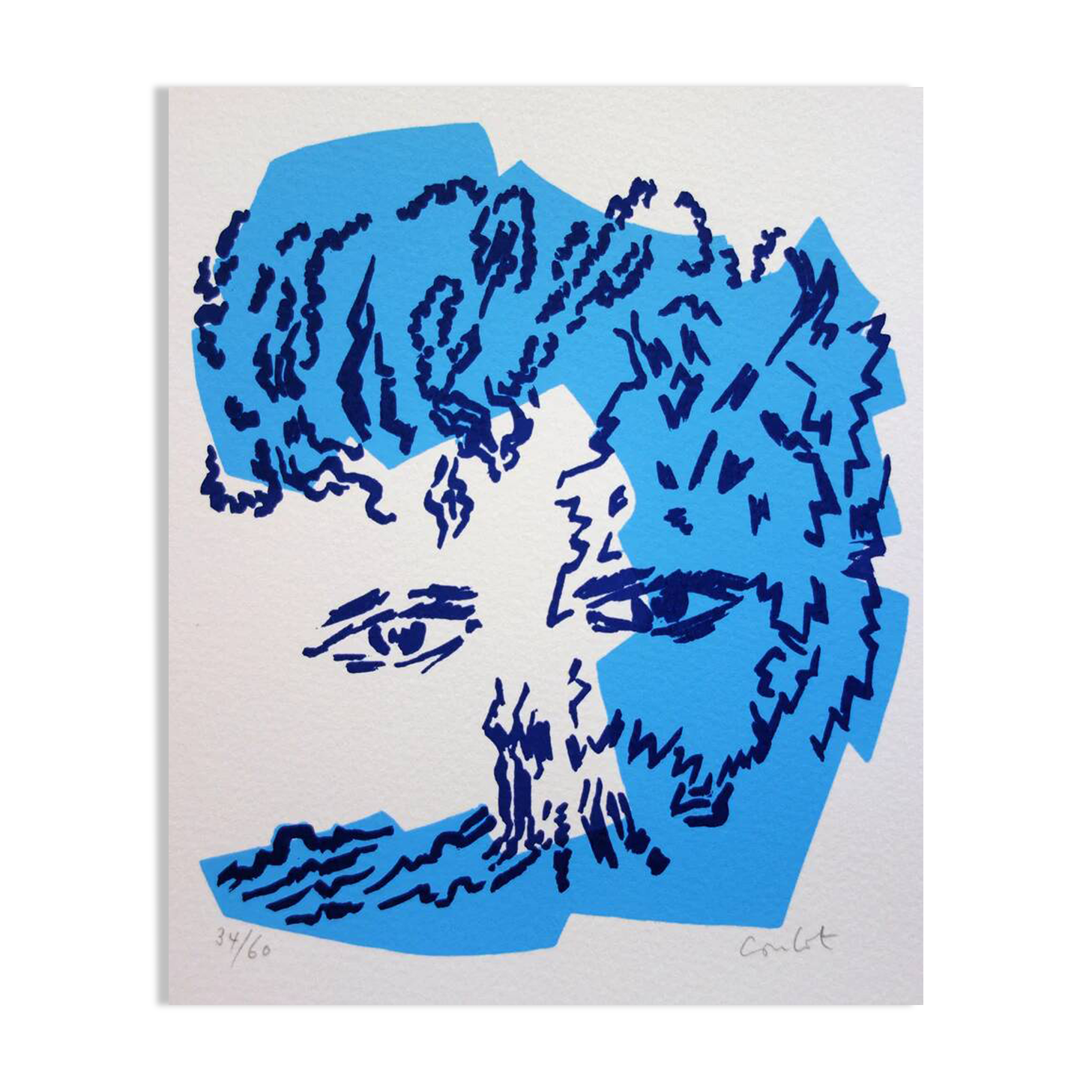 Jean coulot: benevolent gaze, original signed silkscreen print.