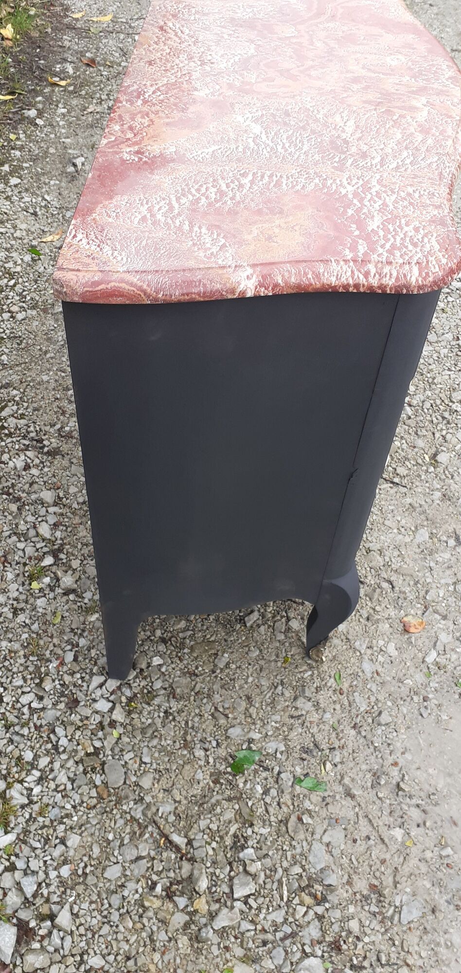 Chest of drawers 3 drawers Louis XV style curved black marble top
