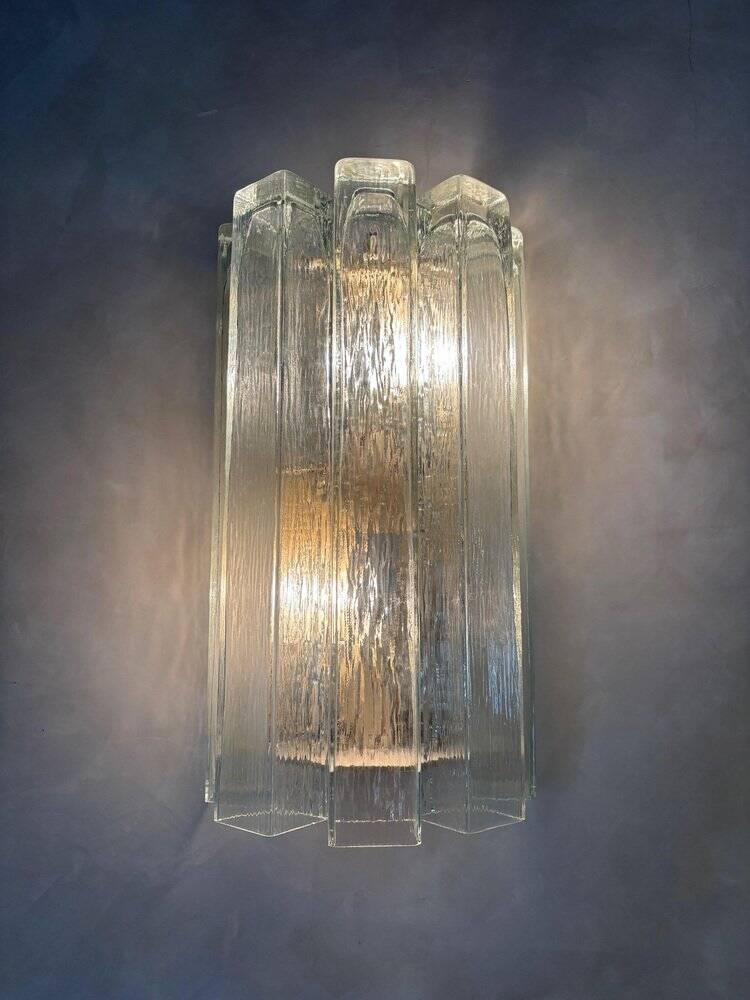 Monumental Italian Wall Lamps attributed to Venini, Italy, 1970s, Set of 2