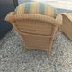 Pair of old armchairs wicker rattan & foot rest vintage year 60