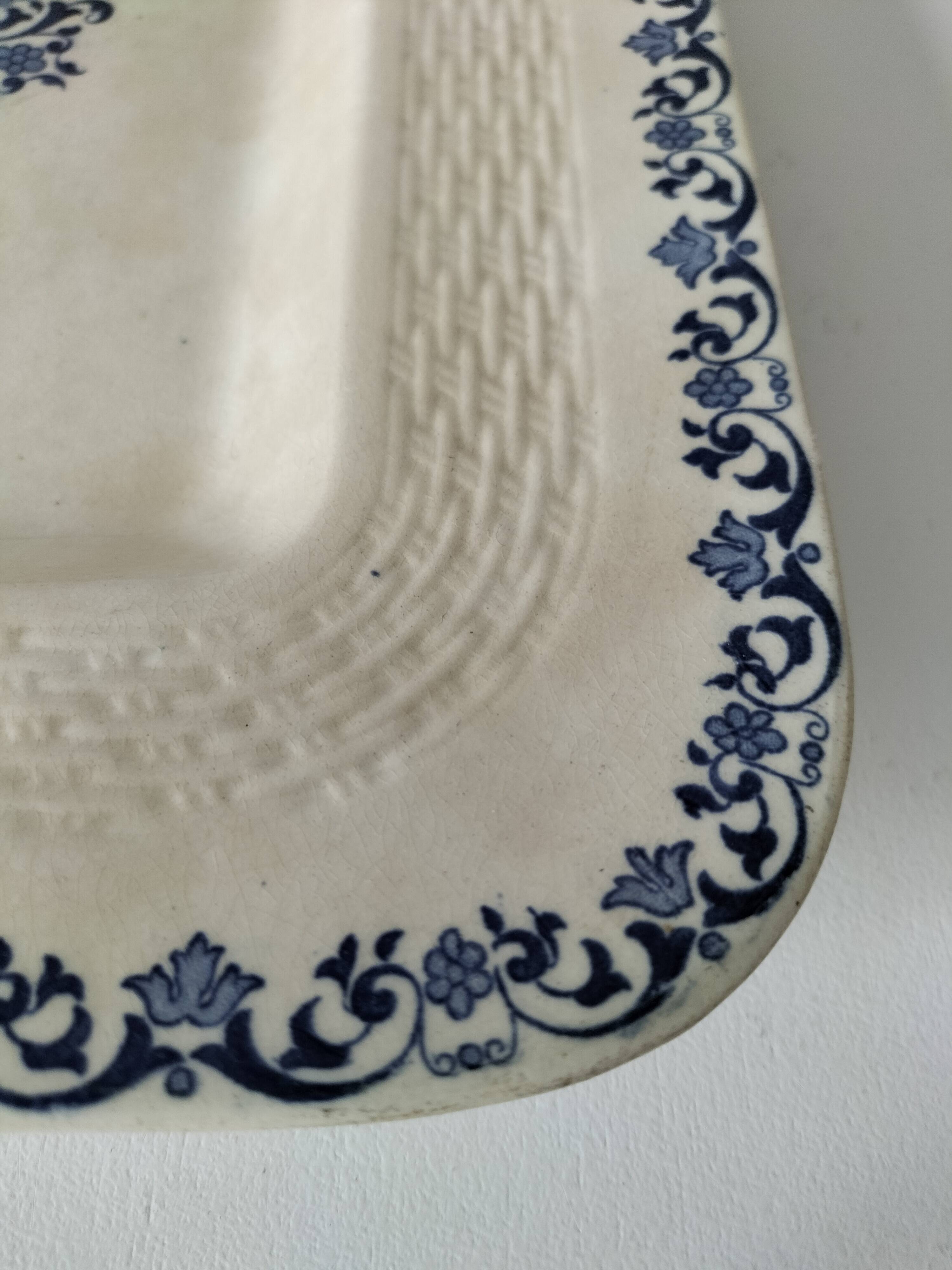 Large antique Gien earthenware dish – braided border – late 19th century