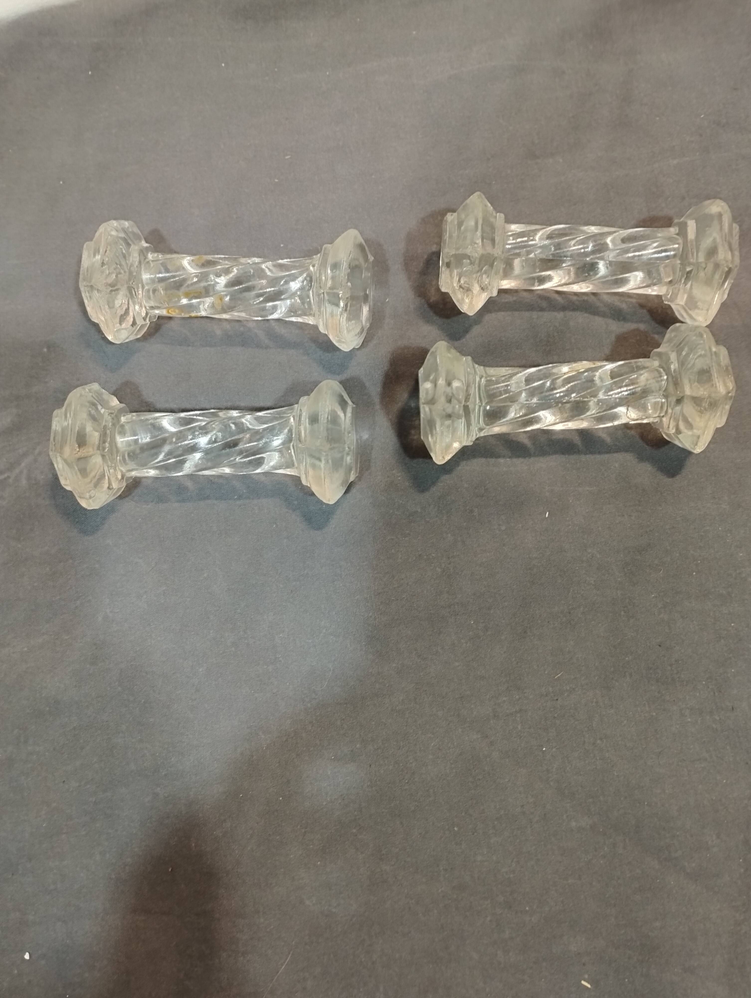Set of 4 old molded glass knife holders