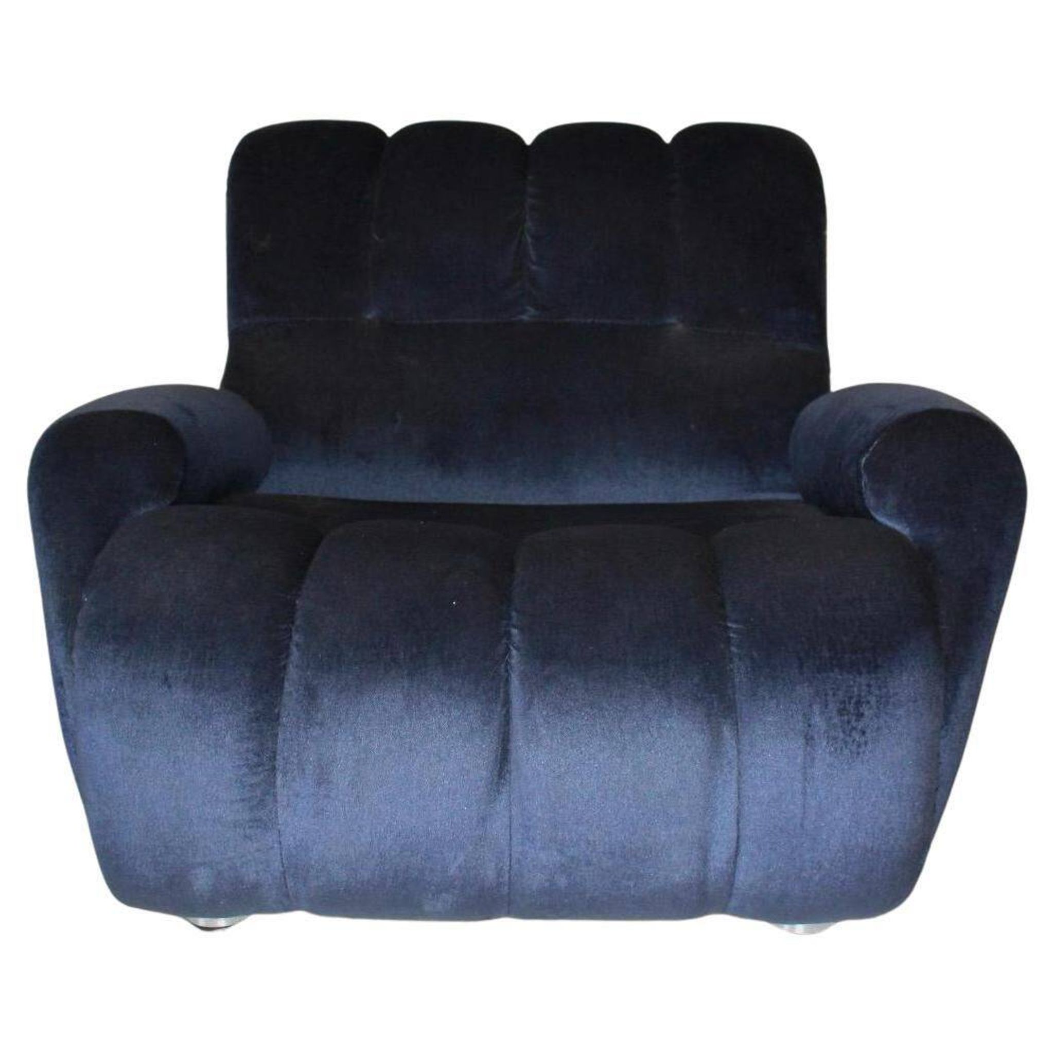 Fauteuil italien moderne en velours bleu