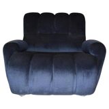 Fauteuil italien moderne en velours bleu