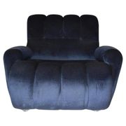 Fauteuil italien moderne en velours bleu