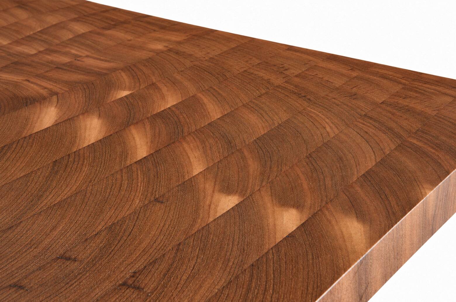 Exotic wood coffee table with an end grain wood top.