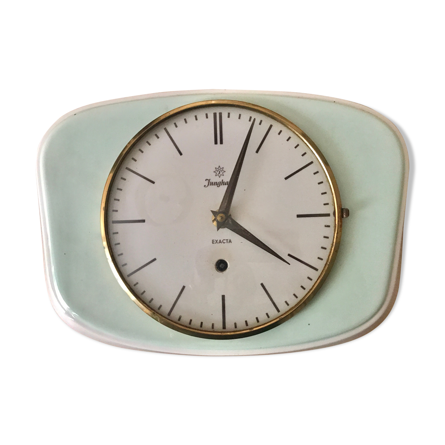 Vintage mint green earthenware clock