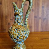 Ceramic ewer vase from La poterie du Cyclope in honey enamels
