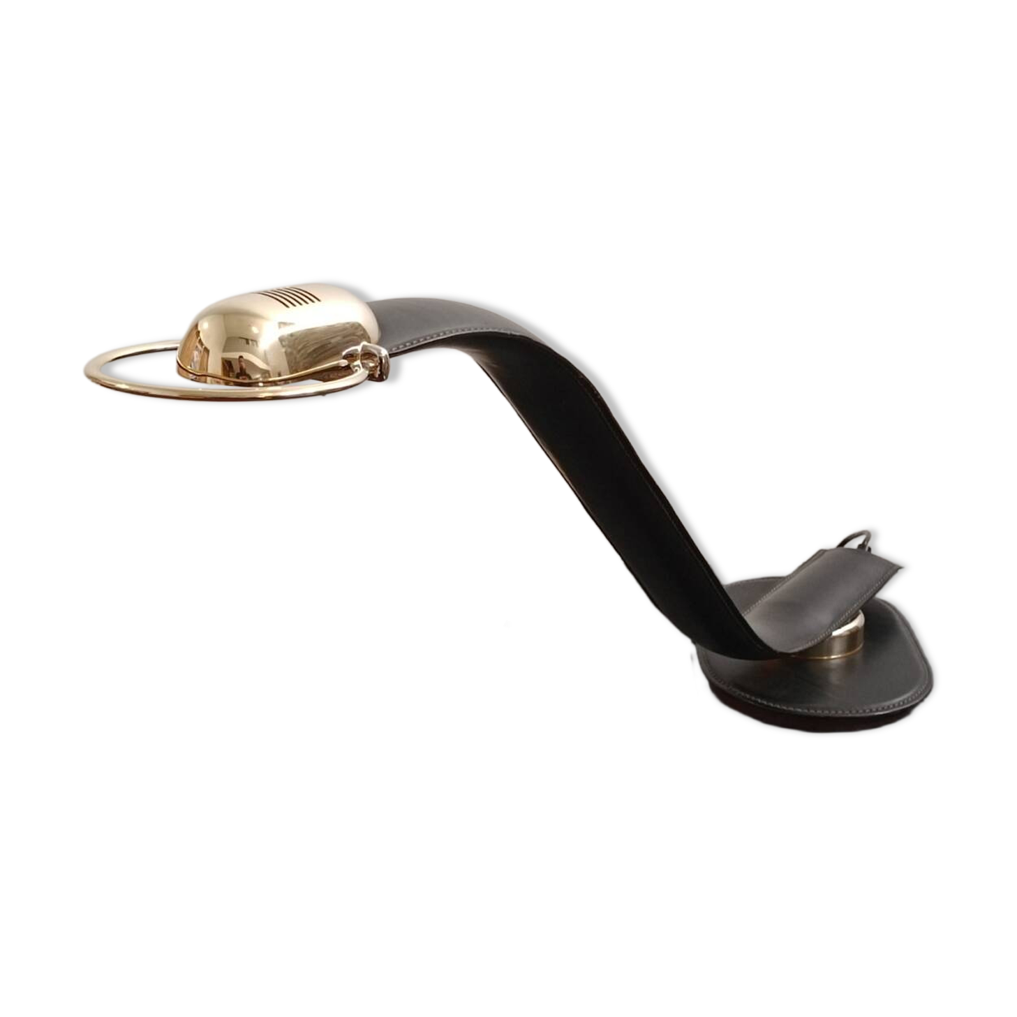 Cobra leather desk lamp by Traso Milano 1988
