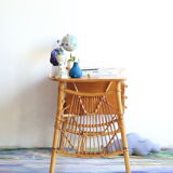 Bean desk two rattan drawers and oak veneer