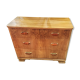 Walnut art deco chest of drawers
