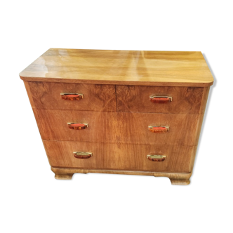 Walnut art deco chest of drawers