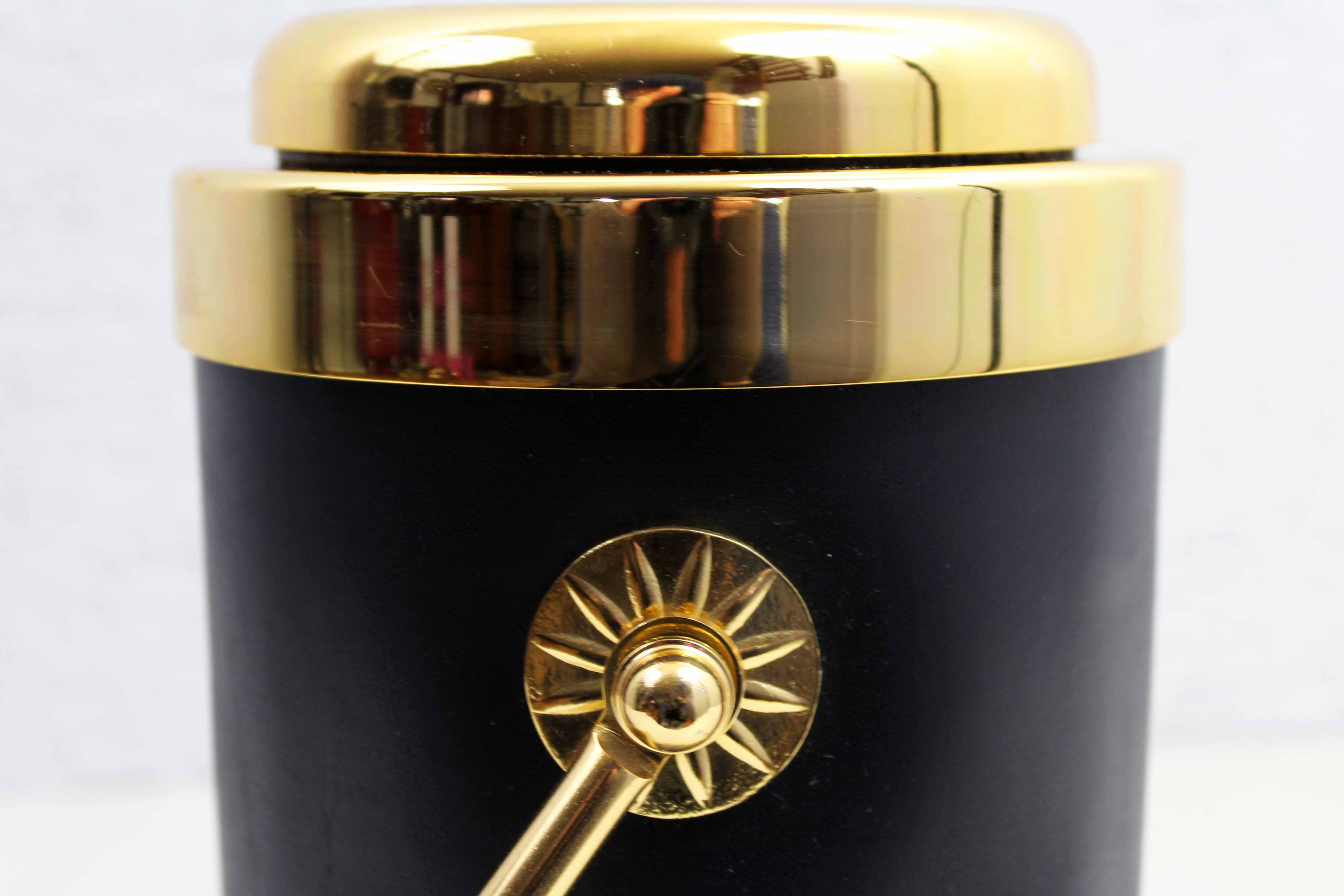 Vintage leather and brass ice bucket