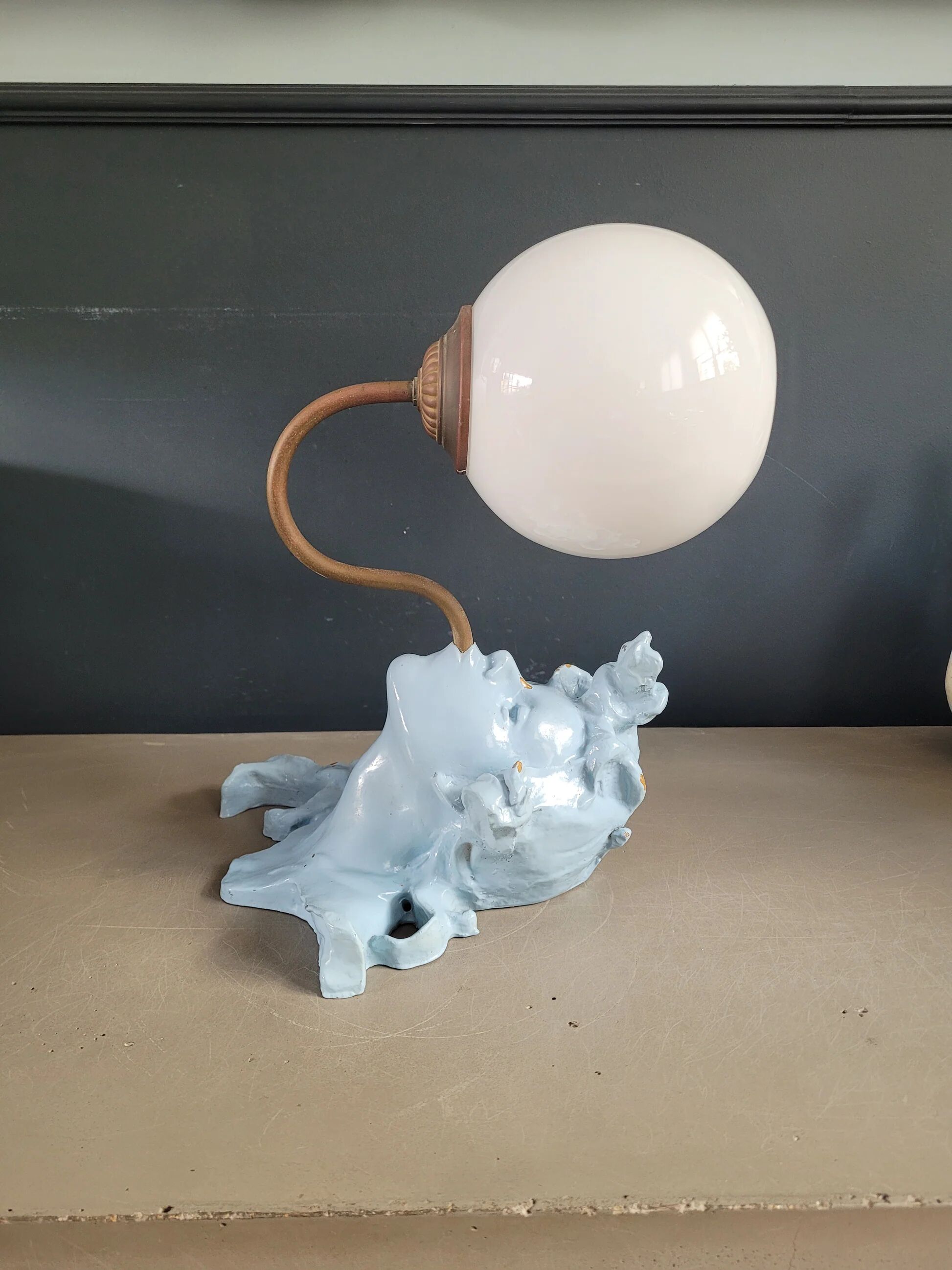 Vintage opaline globe sculptural wall light