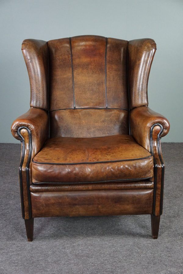 Brown sheepskin armchair