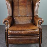 Brown sheepskin armchair