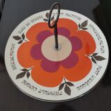 Vintage cheese platter 1970, signed Gien France, Harmony collection for Marie-Pierre Boitard.