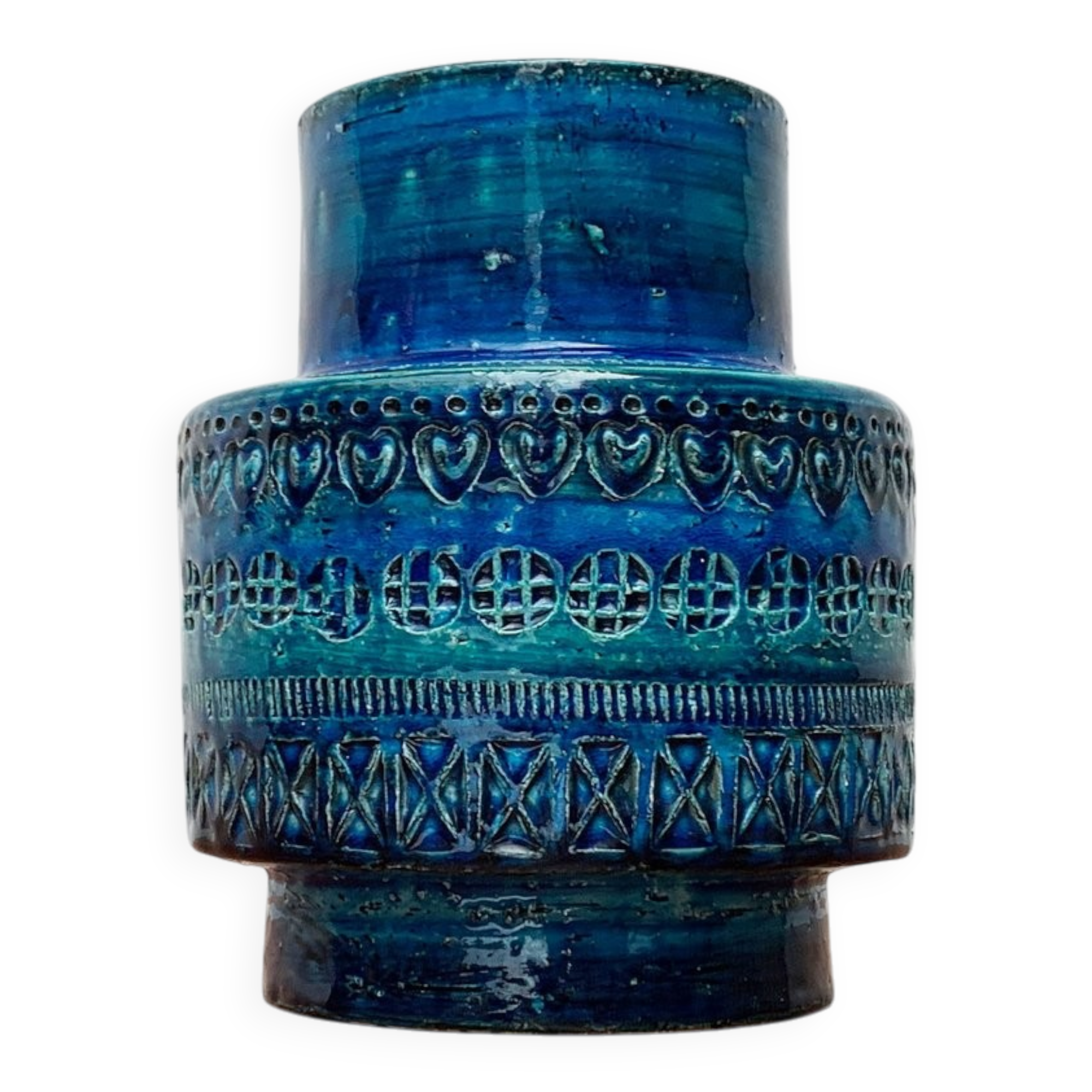 Italian blue ceramic vase Rimini by Aldo Londi for Bitossi, 1960s.