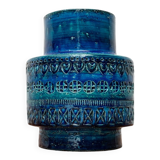 Italian blue ceramic vase Rimini by Aldo Londi for Bitossi, 1960s.