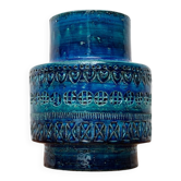 Italian blue ceramic vase Rimini by Aldo Londi for Bitossi, 1960s.