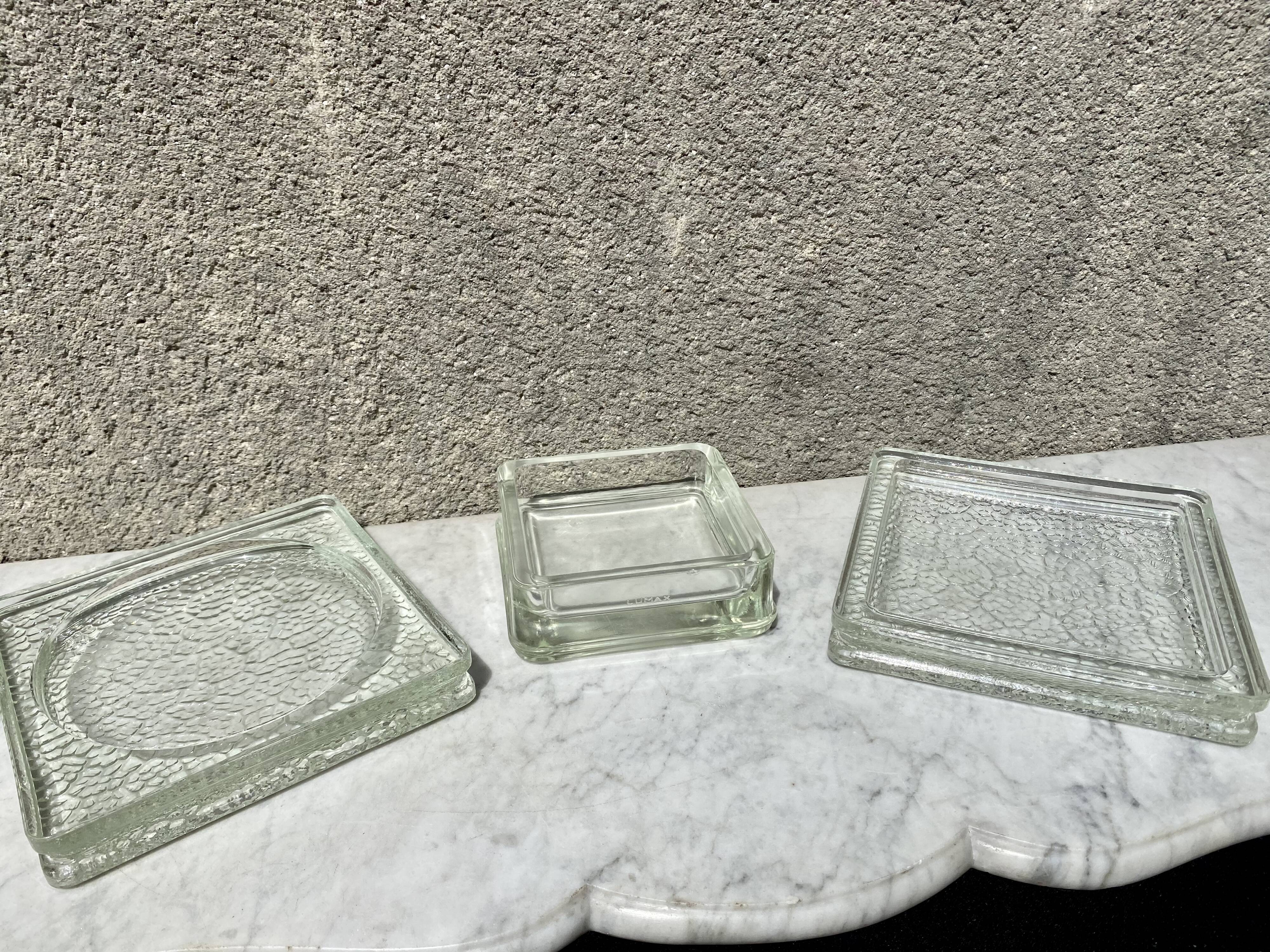 Empty pocket glass brick Lumax rare large model low vintage 60s