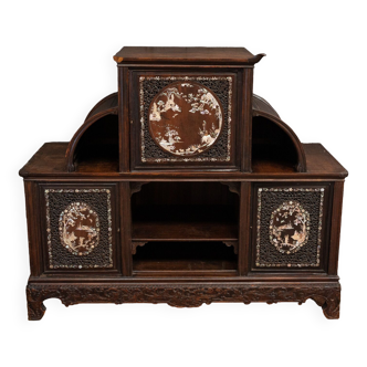 Indochinese furniture with 3 doors 1900 mother-of-pearl inlays ironwood