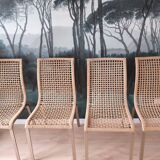 Set of 4 metal and rope table chairs