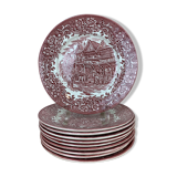 10 plates earth of iron red Royal Tudor model 17th century England ironstone