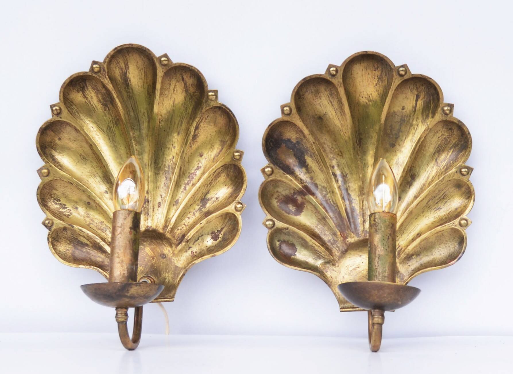 Appliques murales suédoises conçues par a.W. Borgh, coquillages de Jonkoping, Scandinavie