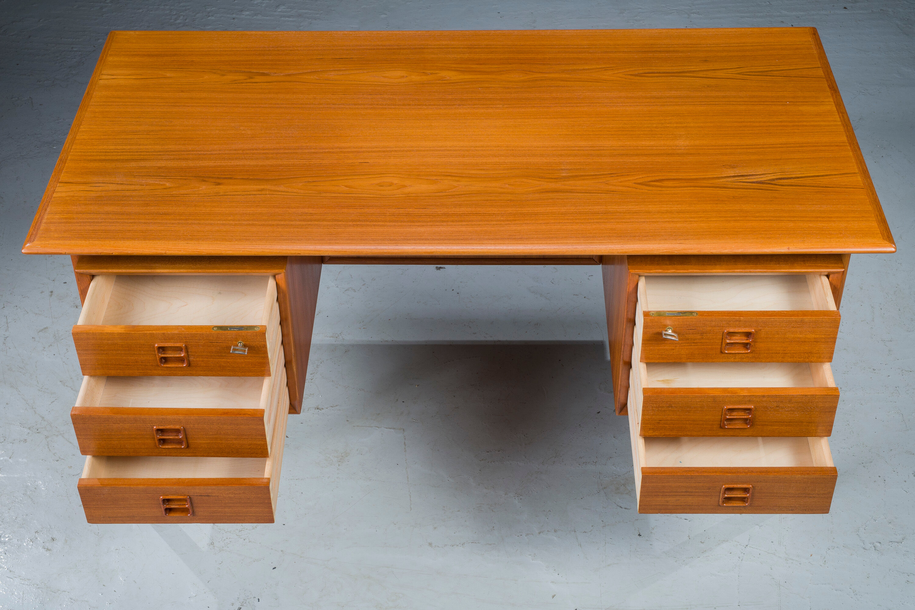 Double-Sided Teak Desk to Arne Vodder from Brouer Møbelfabrik, Denmark, 1960s