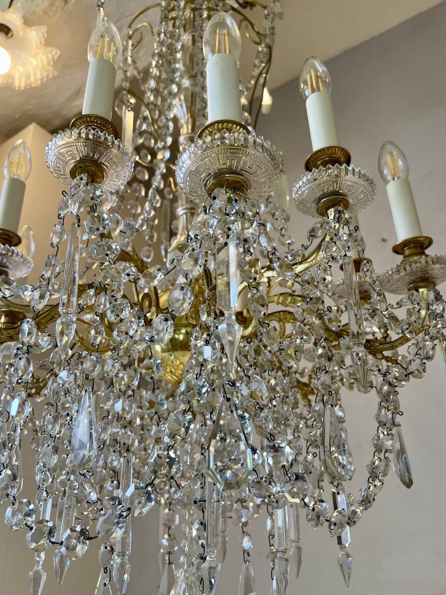golden bronze chandelier in Louis XVI style