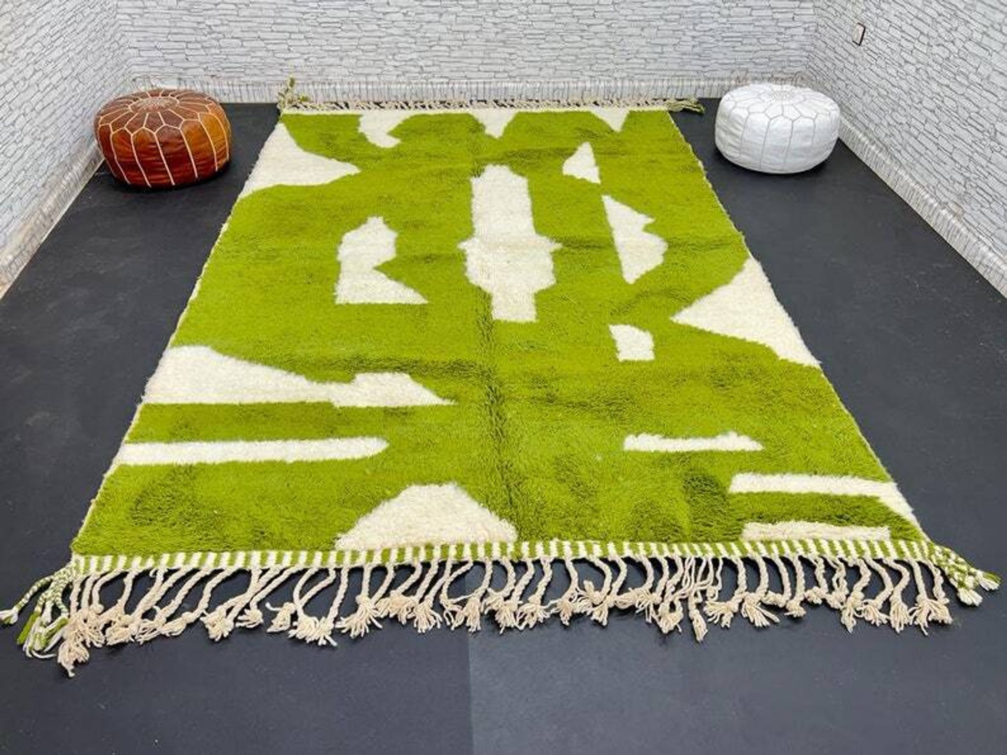Green Moroccan Rug - Handmade Berber Wool Rug, 150/250CM