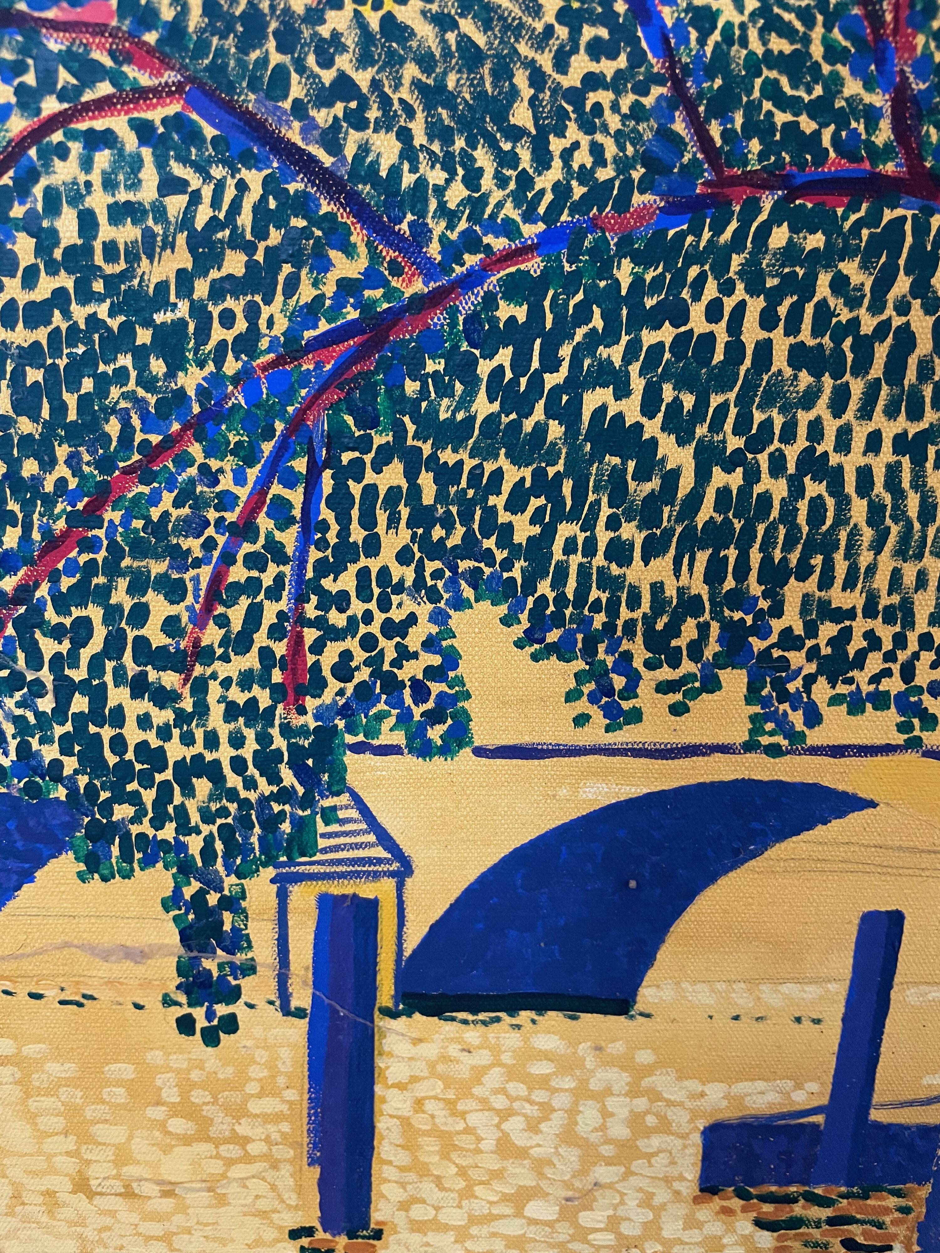 Table painting pointillism Quai de Seine Paris pont XXe
