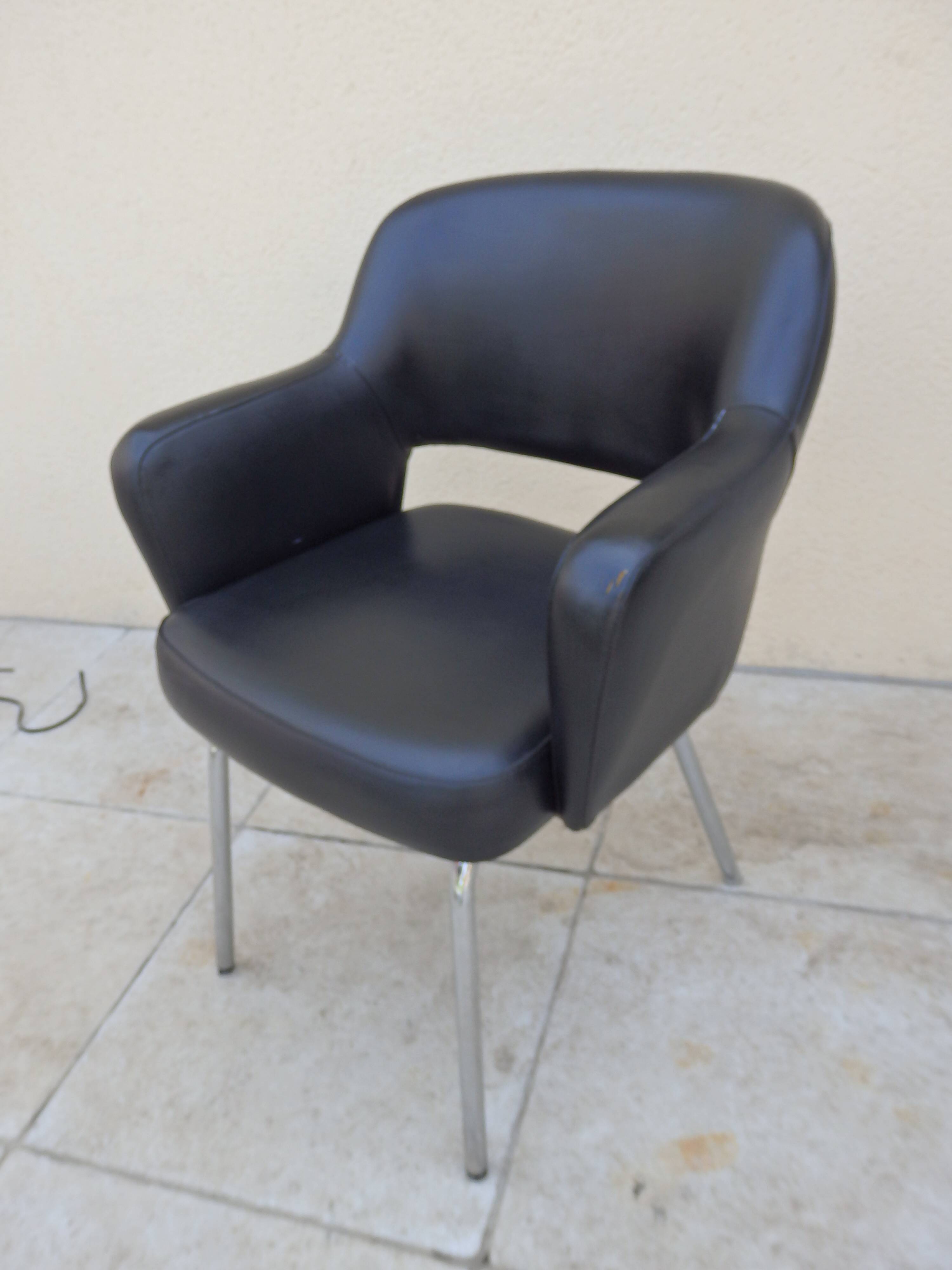 Vintage conference armchair skai black year 50/60