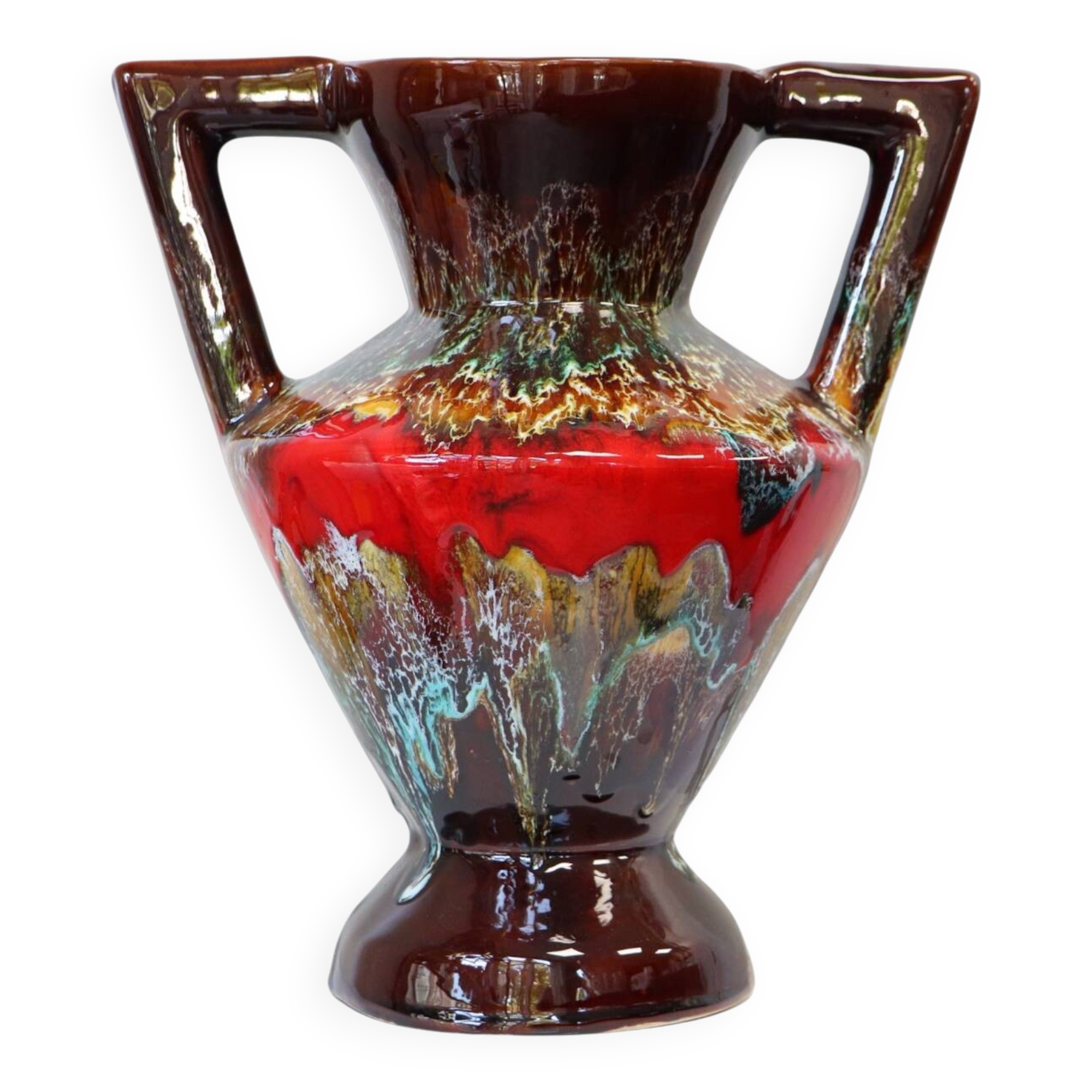 Vintage ceramic amphora vase from Vallauris, 1970s