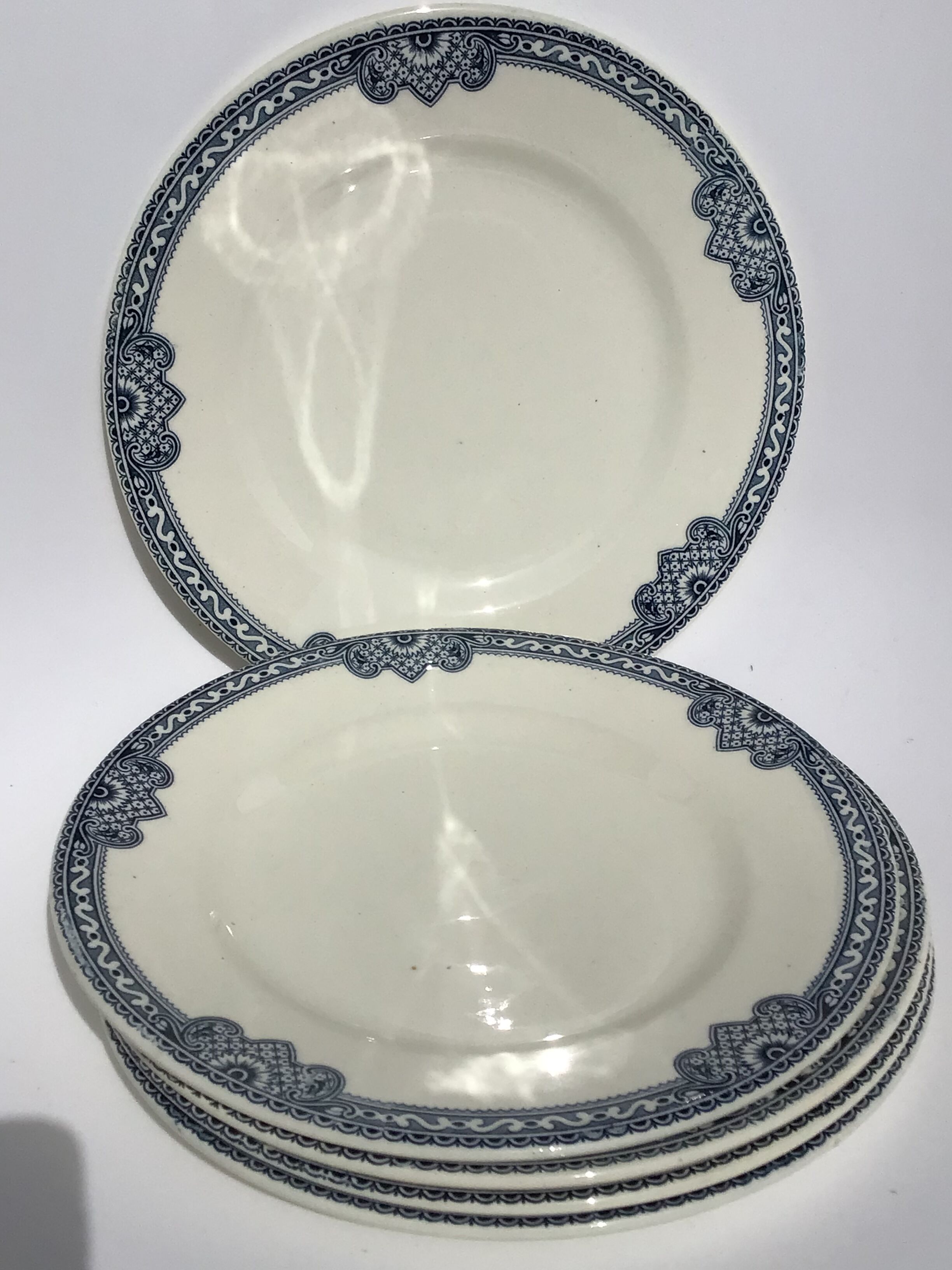 5 Plates dessert Terre de Fer Salins Jumièges navy blue