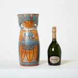 Rare glazed ceramic vase signed Accolay Maya collection around 1950
