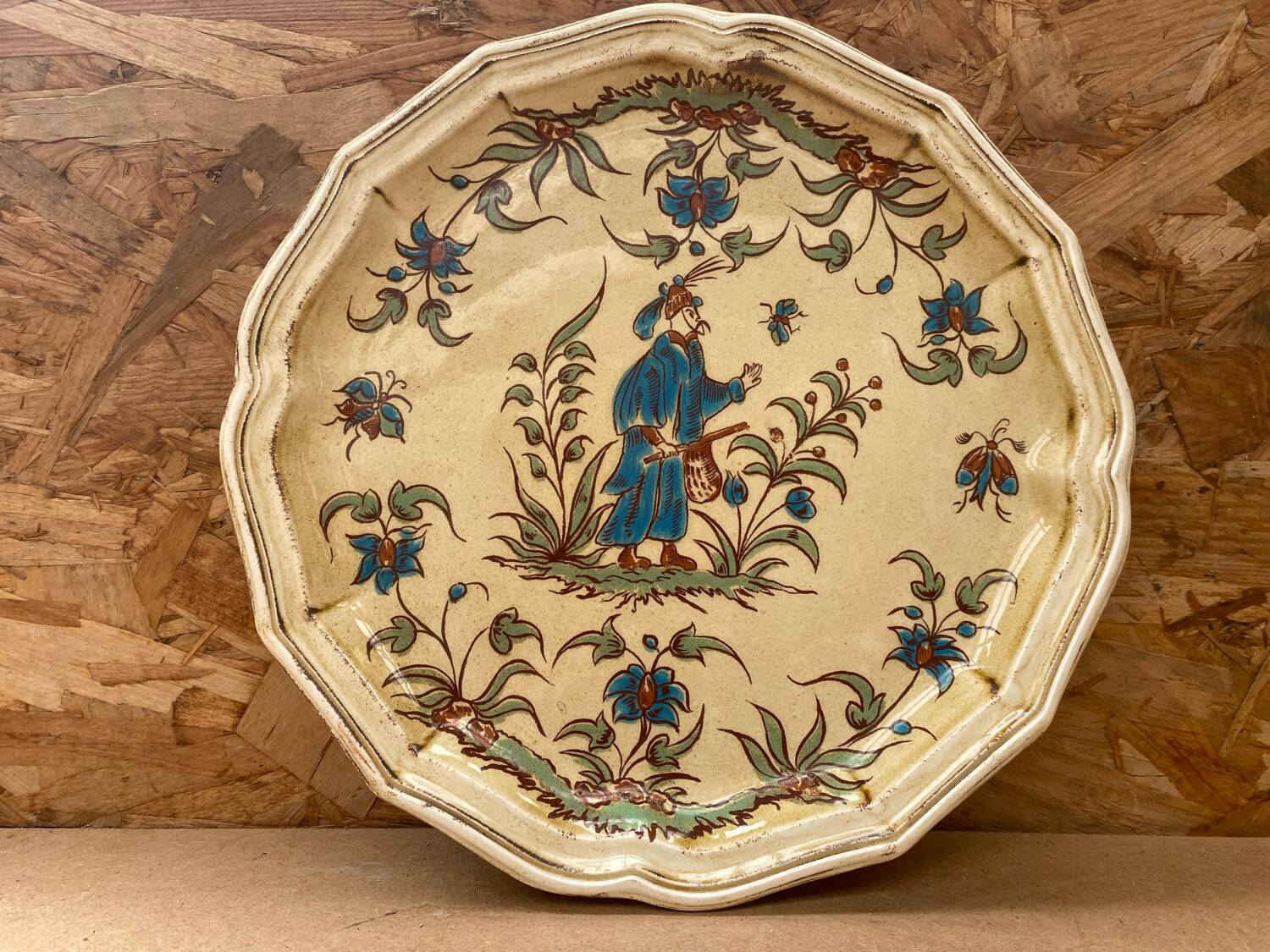 Old Plate MOUSTIERS Salins Ceramic Decor Old Vintage #B196