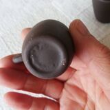 Set of three matte brown ceramic cups for dolls' play kitchen