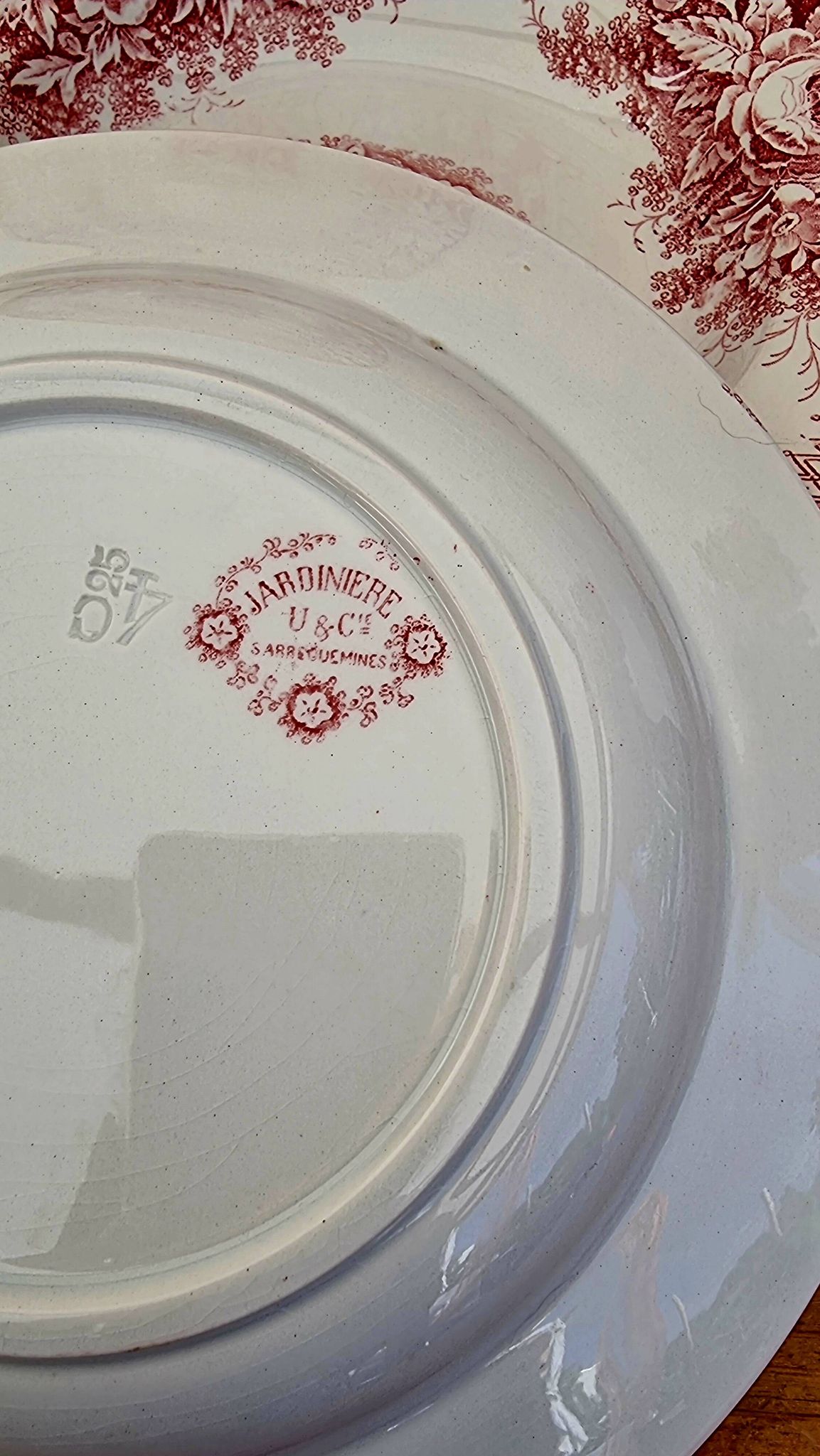 Set of 6 U&C Sarreguemines Jardinière model soup plates