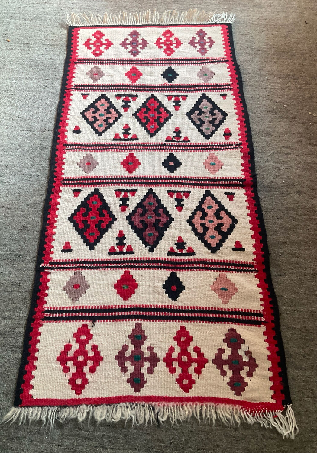 Vintage woven wool Kilim rug